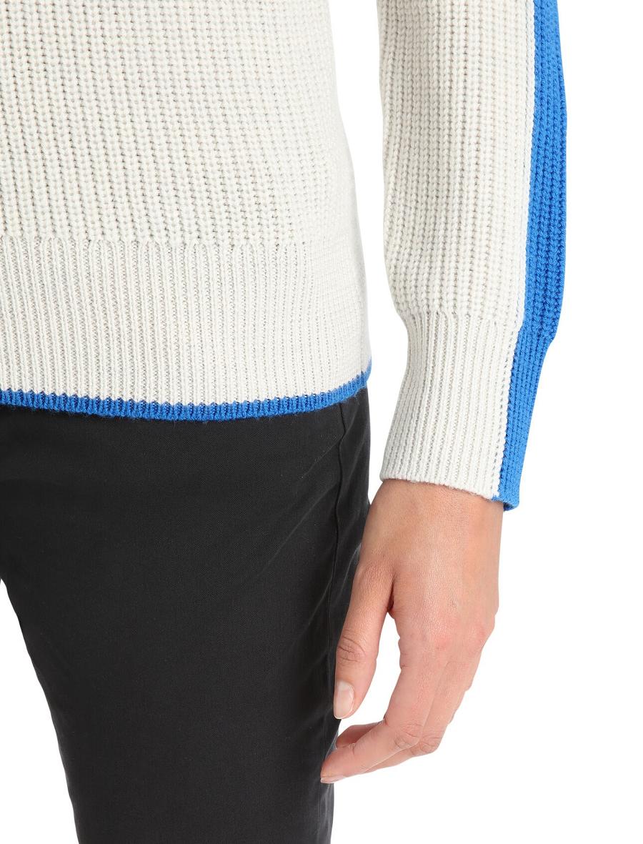 Swetry Icebreaker Merino Lodge Long Sleeve Half Zip Damskie Białe Niebieskie | PL 1325JPQJ